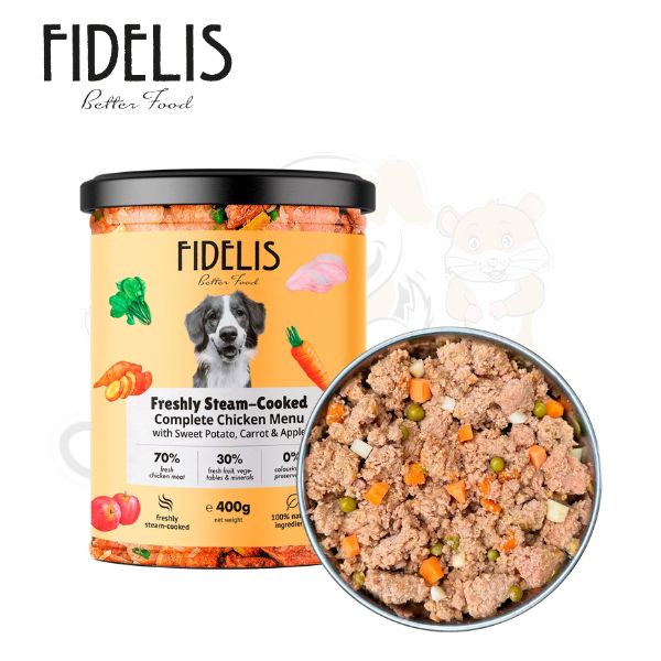 Fidelis Chicken with Sweet Potato, Carrot and Apple Fresh Dog Food 400g